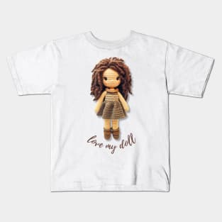 Handmade Wool Doll, Cozy and Cute - design 2 Kids T-Shirt
